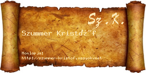 Szummer Kristóf névjegykártya